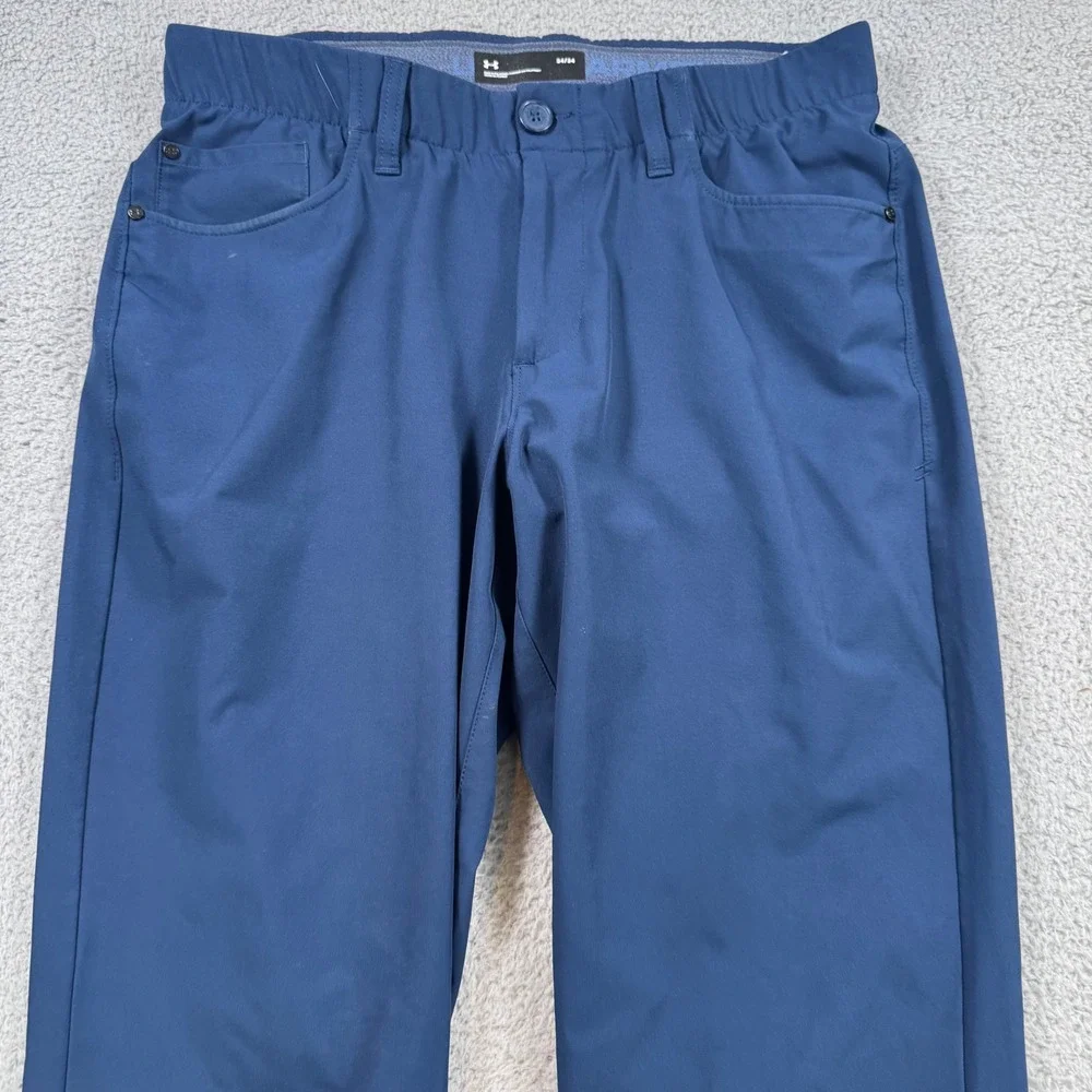 Under Armour Men's Golf‎ Chino Pants 34x31 Navy Blue Straight Fit Flat Front